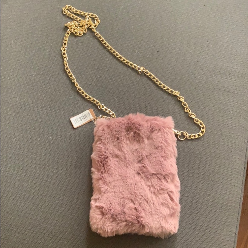 Plush faux fur shoulder bag